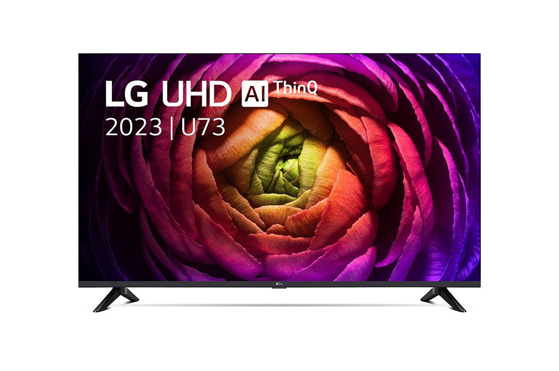 LG UHD UR73 4K 43 ιντσών Smart TV, 2023, Μπροστινή όψη της LG UHD TV, 43UR73006LA