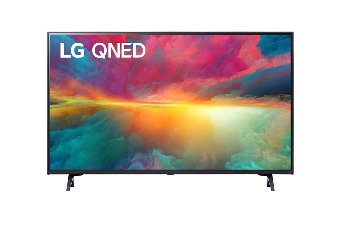 LG QNED QNED75 43 ιντσών 4K Smart TV, 2023, Μπροστινή όψη της LG QNED TV με εικόνα που γεμίζει την οθόνη και λογότυπο του προϊόντος, 43QNED756RA