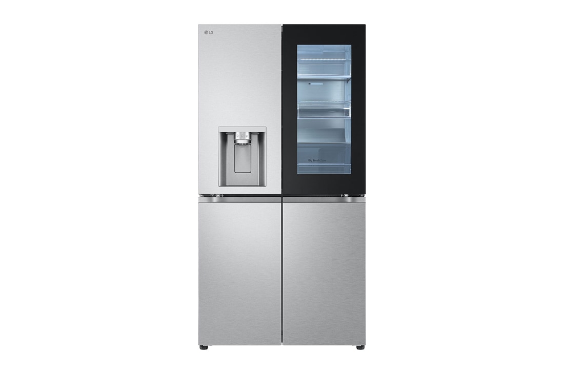 LG InstaView™ hladnjak s četiri vrata, DoorCooling+™, Craft Ice™ i ThinQ™ tehnologija, kapacitet 638L, Pogled sprijeda, GMG960MBEE