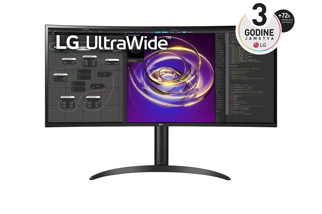 LG Zakrivljeni monitor UltraWide™ QHD 21 : 9 (3440 x 1440) od 34 inča, prikaz prednje strane, 34WP85C-B