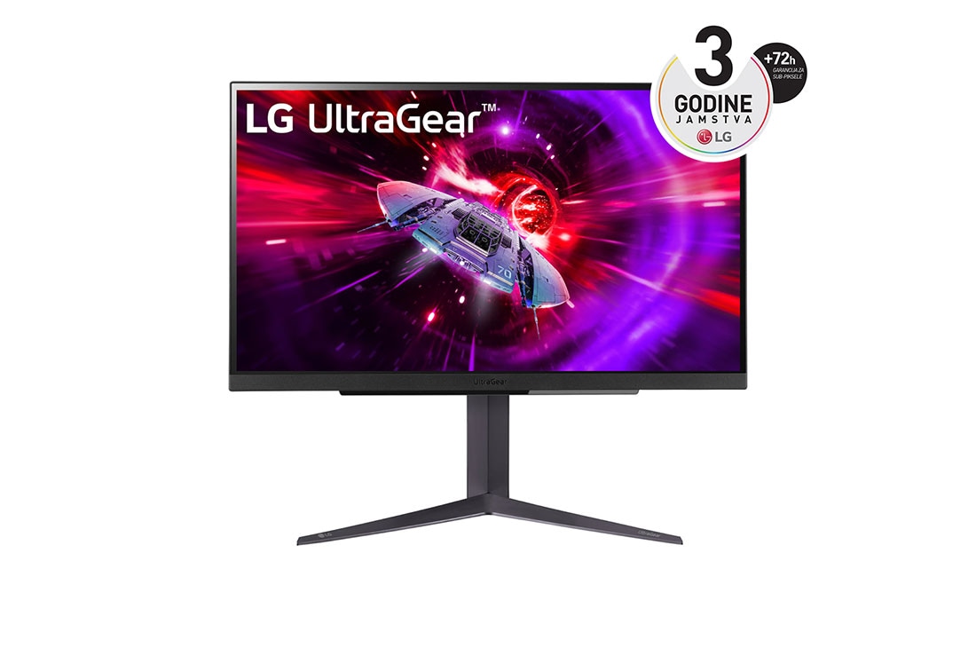 LG 27” UltraGear™ omjer slike 16:9, dvostruki QHD, monitor za igrače s brzinom osvježavanja od 240 Hz, prikaz prednje strane, 27GR83Q-B