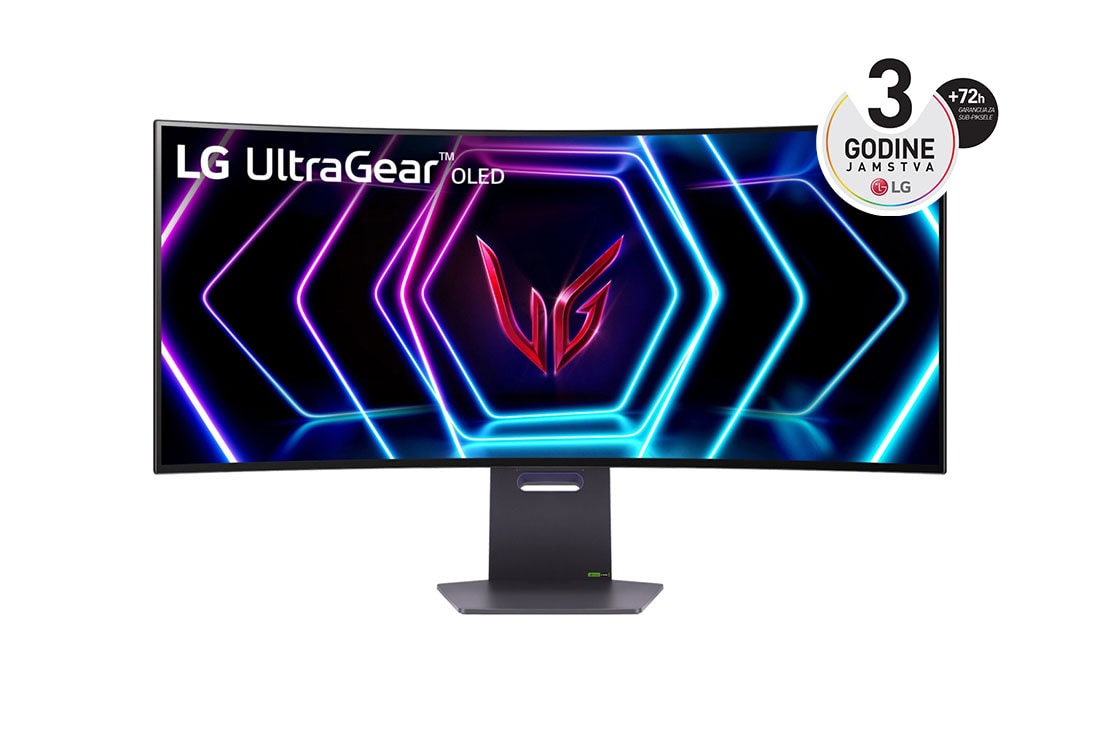 LG 39” UltraGear™ 21:9 QHD zakrivljeni gaming monitor s brzinom osvježavanja od 240 Hz, prikaz prednje strane, 39GS95QE-B