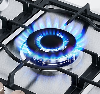 This image shows the firepower of LG gas hob.