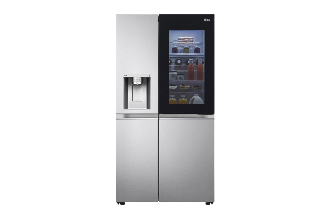 LG InstaView™ ThinQ™ 611L Side by Side Refrigerator, UVnano™, LINEARCooling™, ThinQ™ in Silver color, GCX-287TNS, GCX-287TNS