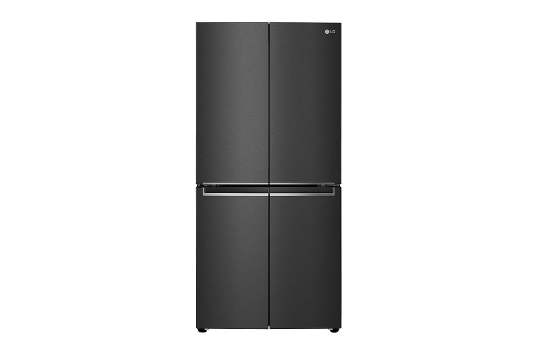 LG 594L Multi Door Refrigerator with Smart Inverter Linear Compressor in Matt Black, front view, GF-B4532MC