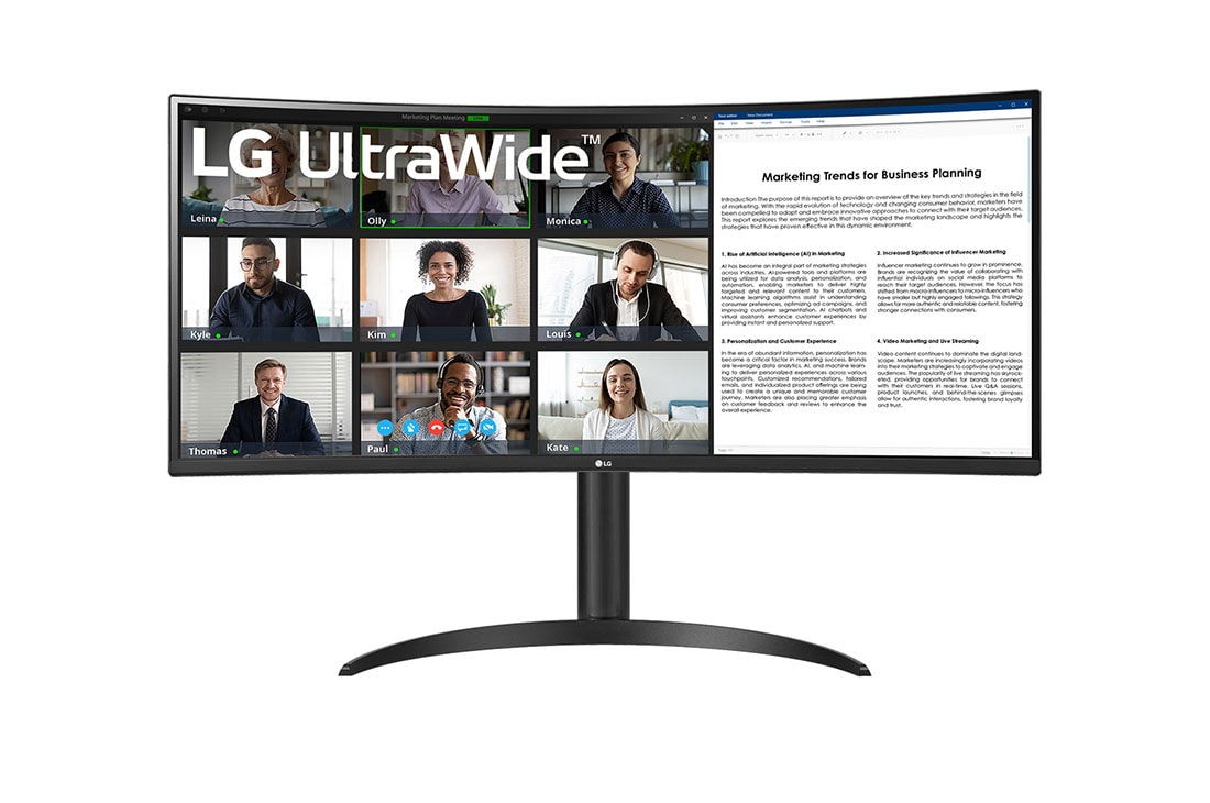 LG 34'' UltraWide QHD Curved monitor with USB Type-C™, skats no priekšpuses, 34WR55QC-B