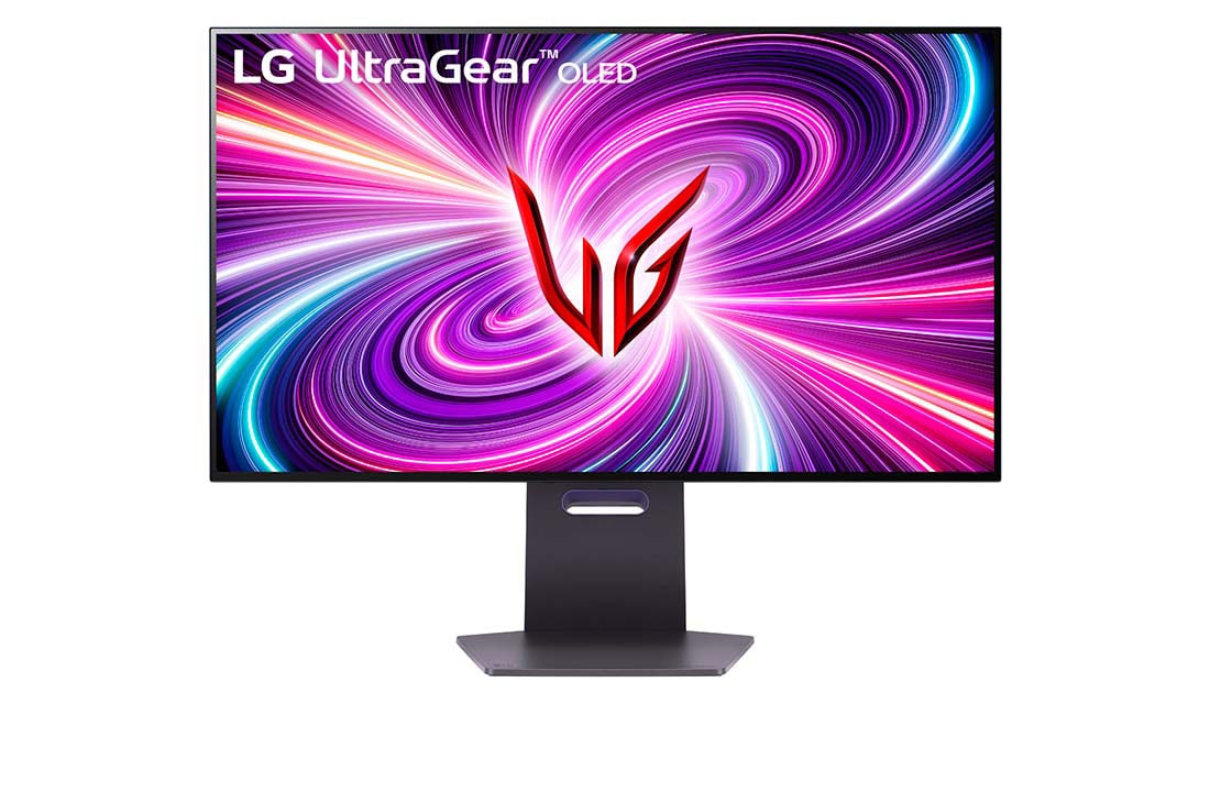 LG 32'' UltraGear™ Dual-Mode OLED spēļu monitors | 4K UHD, Pixel Sound, skats no priekšpuses, 32GS95UE-B