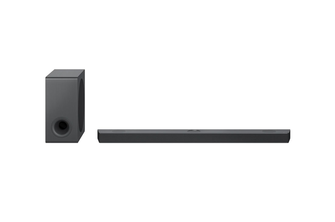 LG S90QY 570W 5.1.3ch High Res Audio soundbar with Dolby Atmos and IMAX Enhanced, Front view with sub woofer, S90QY