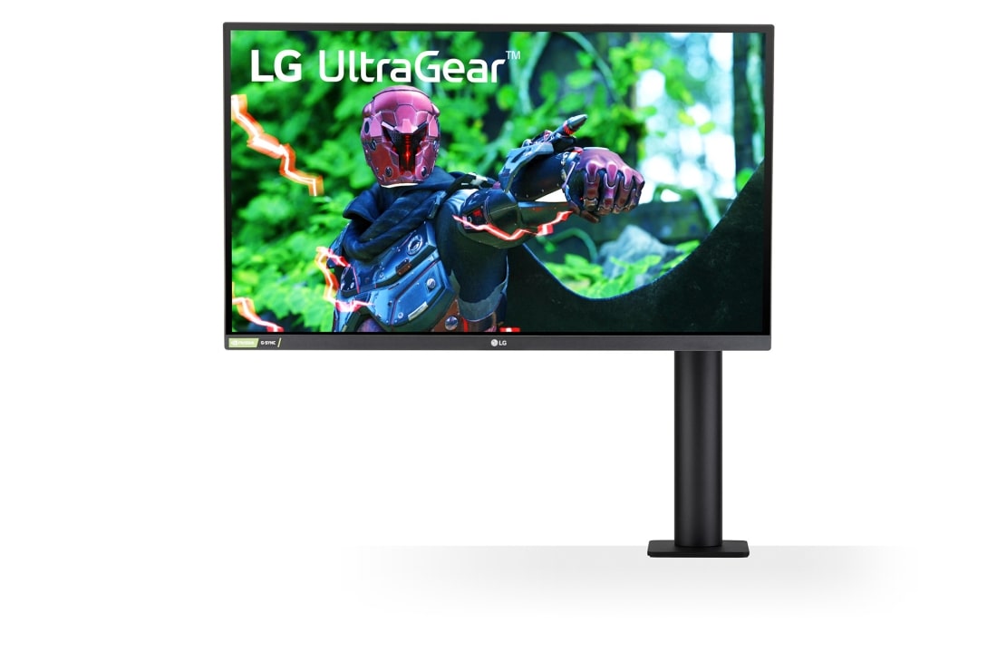 LG 27'' UltraGear QHD Nano IPS 1ms 144Hz HDR G-SYNC Compatibility Monitor with Ergo Stand, LG 27'' UltraGear QHD Nano IPS 1ms 144Hz HDR G-SYNC Compatibility Monitor with Ergo Stand, front view with the monitor arm on the right, 27GN880-B, 27GN880-B