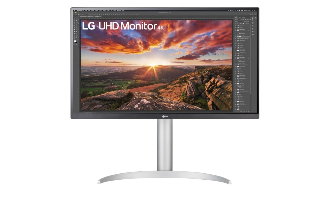 LG 27” IPS 4K UHD VESA HDR400 Monitor with USB Type-C, front view, 27UP850N-W