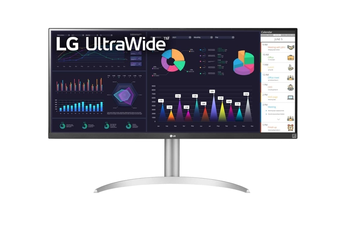 LG 34” UltraWide FHD VESA DisplayHDR 400 AMD FreeSync™ IPS Monitor with USB Type-C™, front view, 34WQ650-W