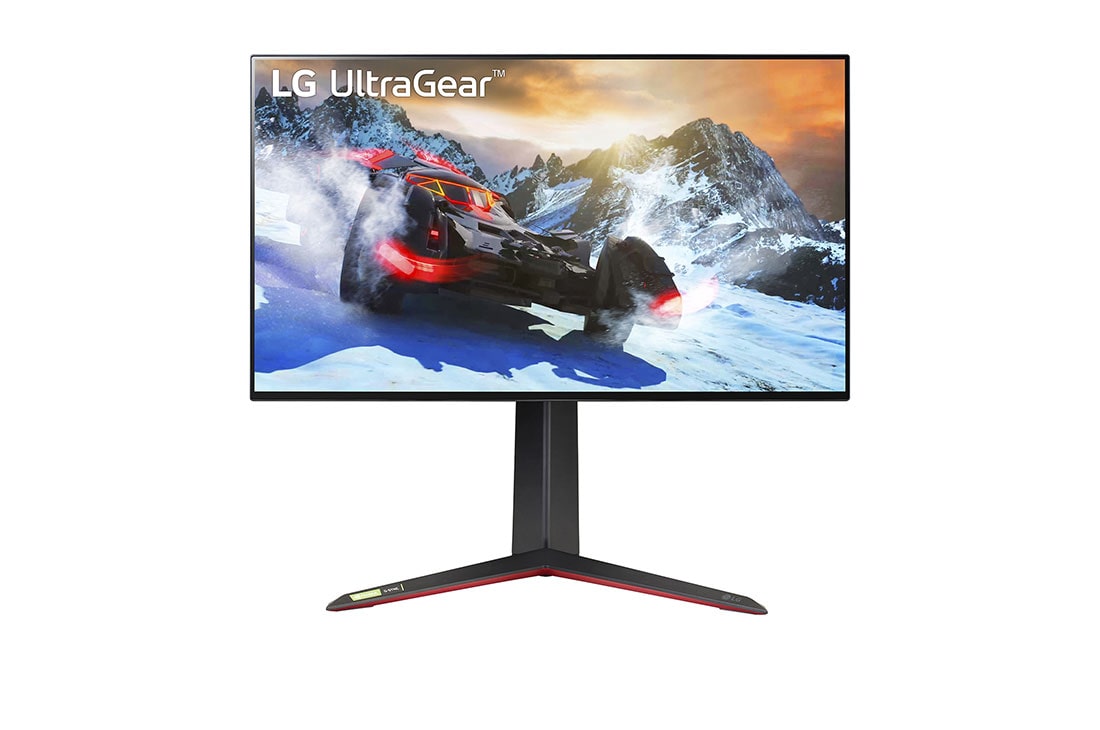 LG 27'' UHD 4K UltraGear™ Nano IPS 1ms (GtG) Gaming Monitor supporting 4K & 120Hz from HDMI 2.1, front view, 27GP950-B