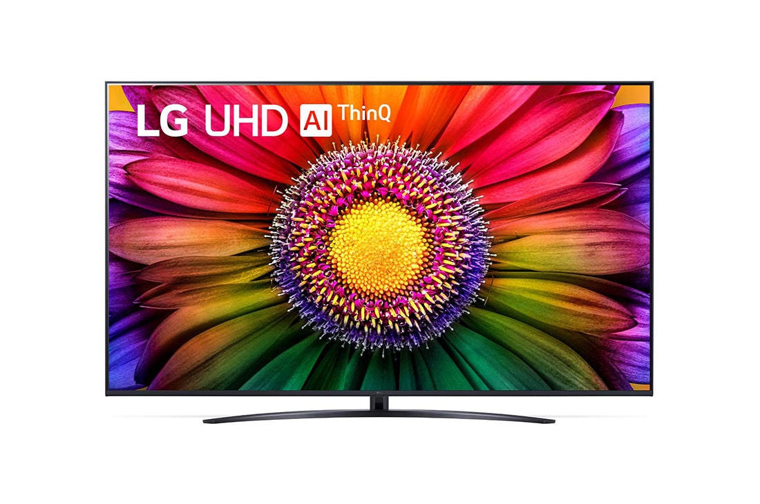 LG UR81 75 inch 4K Smart UHD TV with Al Sound Pro, A front view of the LG UHD TV with infill, 75UR81006LJ