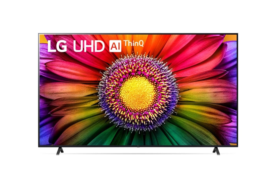 LG UR80 86 inch 4K Smart UHD TV with AI Sound Pro, A front view of the LG UHD TV, 86UR80006LA