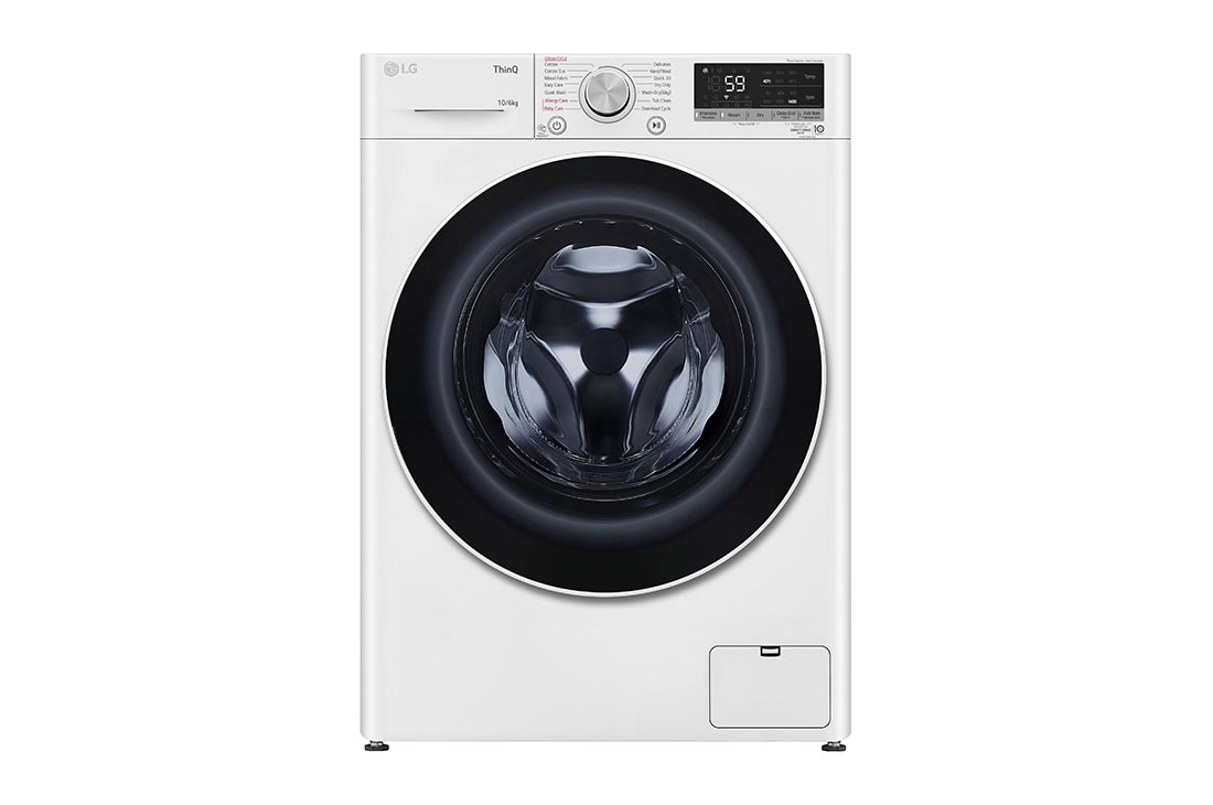 LG 10kg/6kg Series 5 Front Load Washer Dryer Combo, Front view, WVC5-1410W