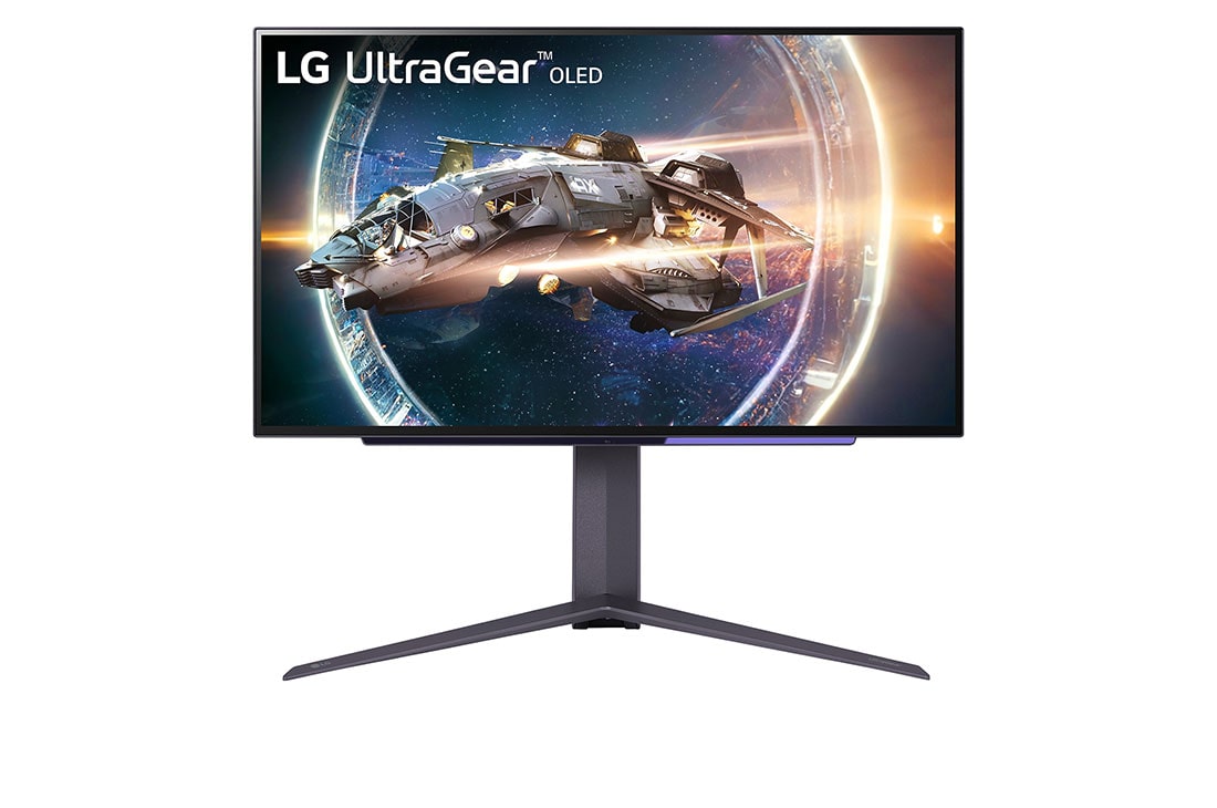 LG 27'' UltraGear™ OLED Gaming Monitor QHD with 240Hz Refresh Rate 0.03ms (GtG) Response Time, front view, 27GR95QE-B