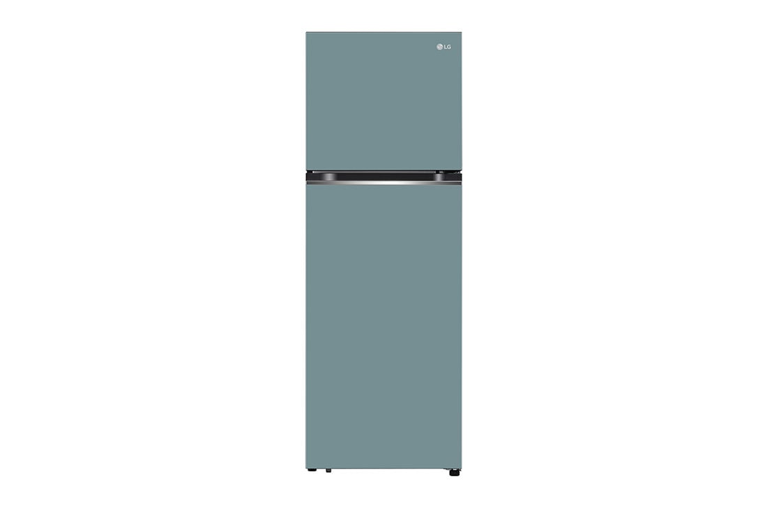 LG 12.7 Cu. Ft. Objet Collection Top Freezer Refrigerator in Clay Mint, front view, RJT-B127CM