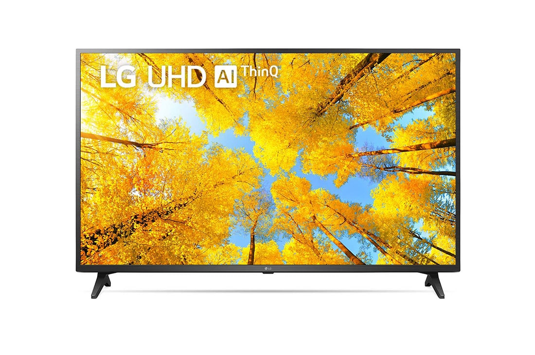 LG UHD 4K TV, A front view of the LG UHD TV with infill image and product logo on, 65UQ7550PSF
