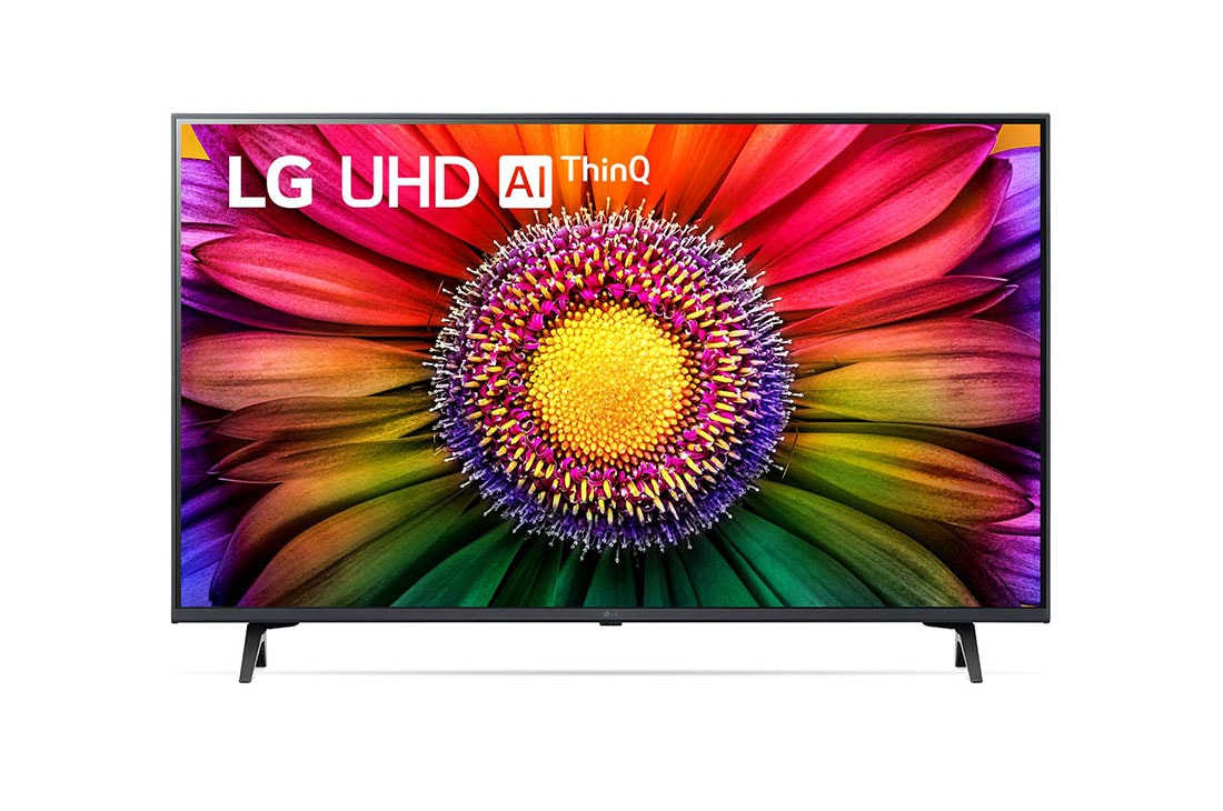 LG UHD UR80 43 inch 4K Smart TV, 2023, A front view of the LG UHD TV, 43UR8050PSB