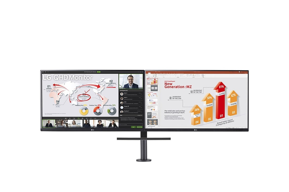 LG 27-calowy monitor QHD Ergo Dual z możliwością łączenia szeregowego, 27QP88DP-BS, 27QP88DP-BS