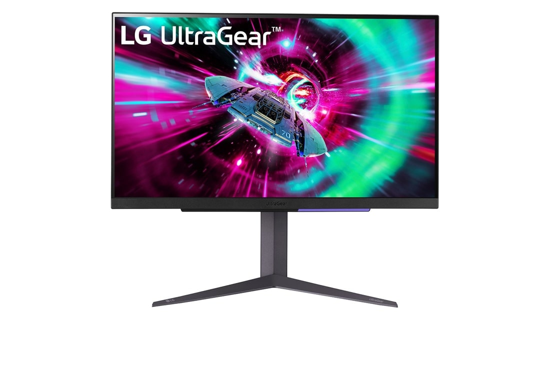 LG Monitor gamingowy LG UltraGear™ 4K UHD 27” o częstotliwości odświeżania 144 Hz, widok z przodu, 27GR93U-B