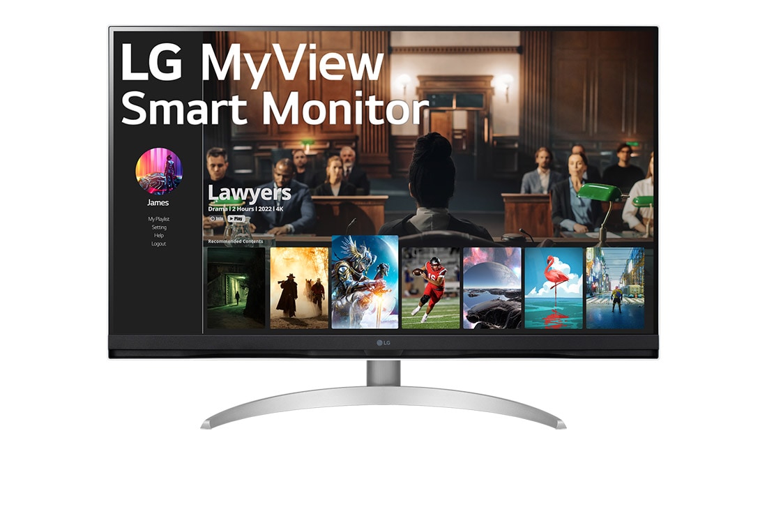 LG 32'' 4K UHD Smart Monitor z webOS, front view, 32SQ700S-W