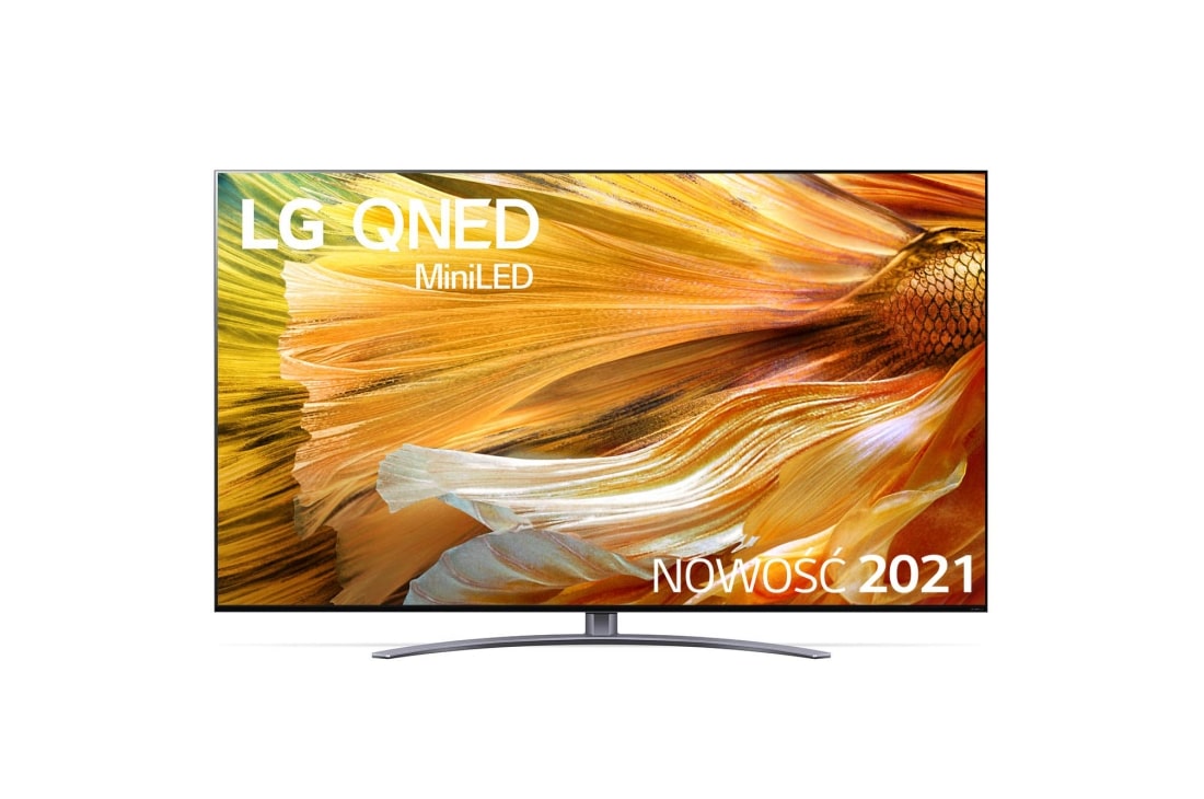 LG Telewizor LG 86” QNED MiniLED 4K 2021 AI TV ze sztuczną inteligencją, DVB-T2/HEVC,  86QNED91, Widok z przodu telewizora LG QNED, 86QNED913PA