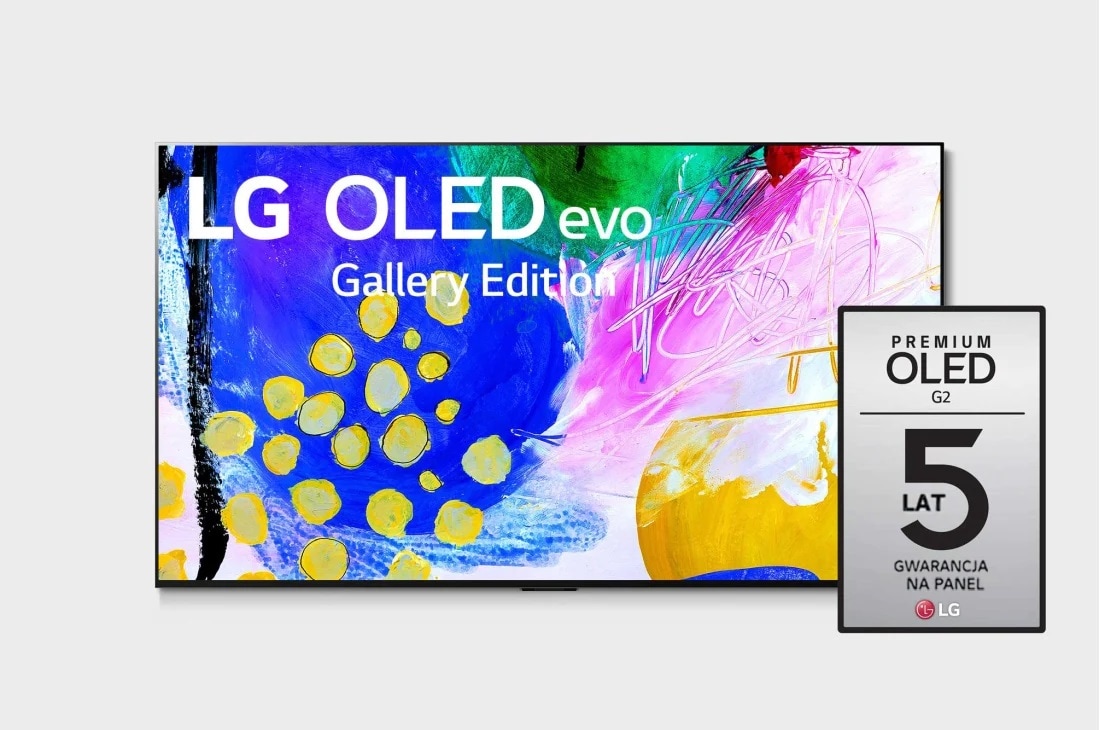 LG Telewizor LG 77” OLED evo Gallery 4K ze sztuczną inteligencją, Cinema HDR, Smart TV, 120Hz, DVB-T2/HEVC, OLED77G2, widok z przodu, OLED77G23LA