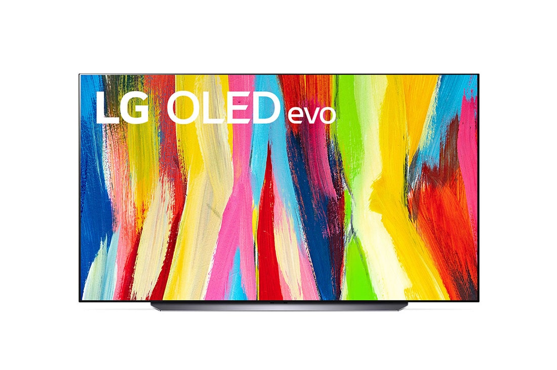 LG Telewizor LG 83” OLED evo 4K ze sztuczną inteligencją, Cinema HDR, Smart TV, 120Hz, DVB-T2/HEVC, OLED83C2, widok z przodu, OLED83C26LA
