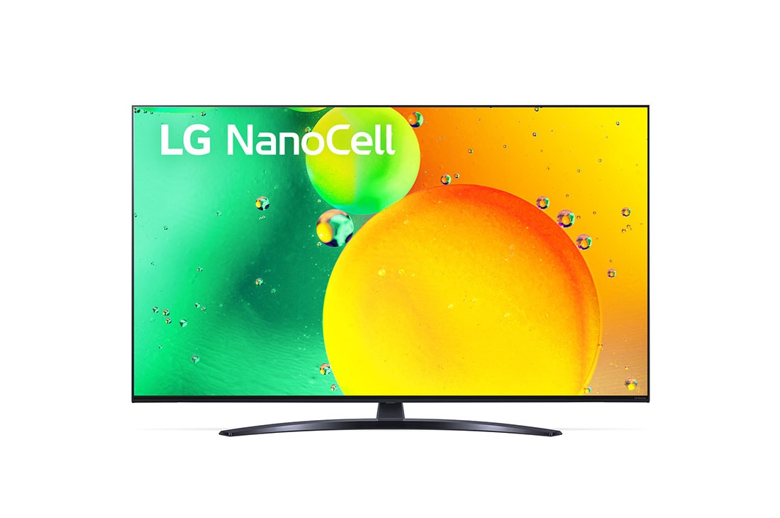 LG Telewizor LG 55” NanoCell 4K 2022 AI TV ze sztuczną inteligencją, DVB-T2/HEVC, 55NANO76, Widok z przodu telewizora LG NanoCell, 55NANO763QA
