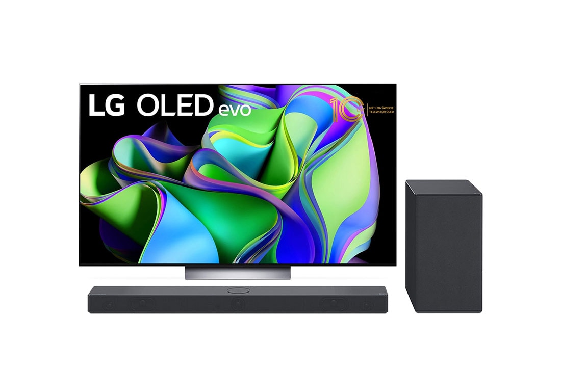 LG Przedsprzedaż promocyjna: telewizor 77” OLED evo 4K OLED77C3 z soundbarem SC9S, front view of bundle image, 77C31L-SC95.BUNDLE
