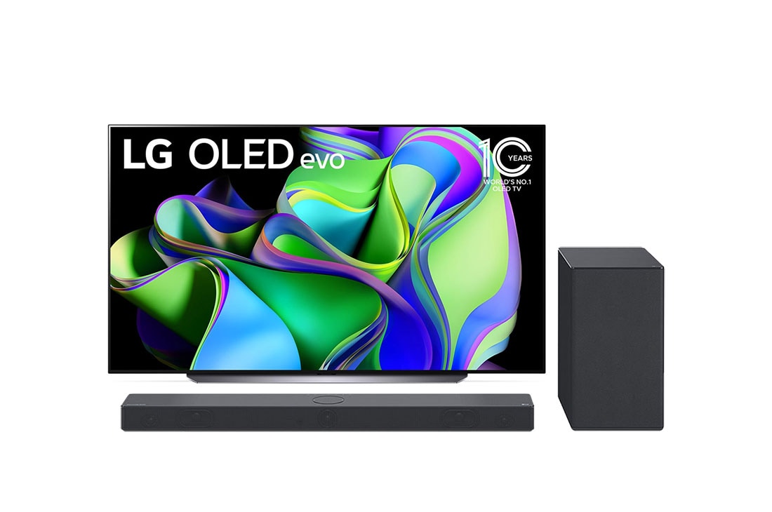 LG Przedsprzedaż promocyjna: Telewizor 83'' OLED evo 4K OLED83C31L z soundbarem SC9S, front view of bundle image, 83C31L-SC95.BUNDLE
