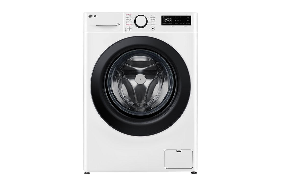 LG 11 kg Tvättmaskin(Vit) - Steam, Energiklass A, AI DD™ och Smart Diagnosis™, Front, F4Y5EYP6W