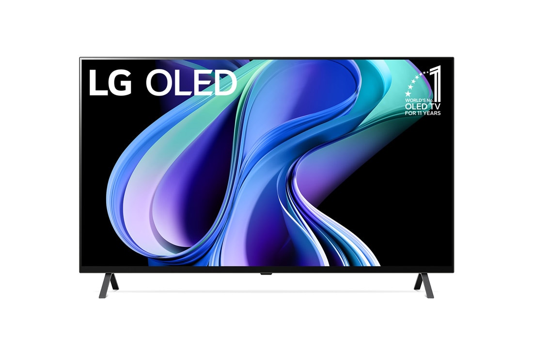 LG Smart TV 2023 LG OLED A3 4K 65 pouces, Vue avant du LG OLED et emblème 11 Years World No.1 OLED, OLED65A36LA