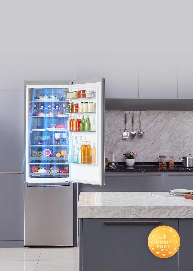 Практичні та енергоефективні холодильники LG з нижньою морозильною камерою.