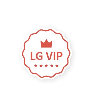 Hình minh họa màu đỏ có LG VIP bên trên hình huy chương