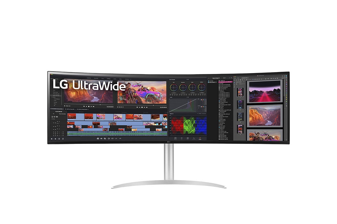 LG 49 Inch UltraWide™ Dual QHD Monitor With USB C and an Adjustable Stand, Front view, 49WQ95C-W