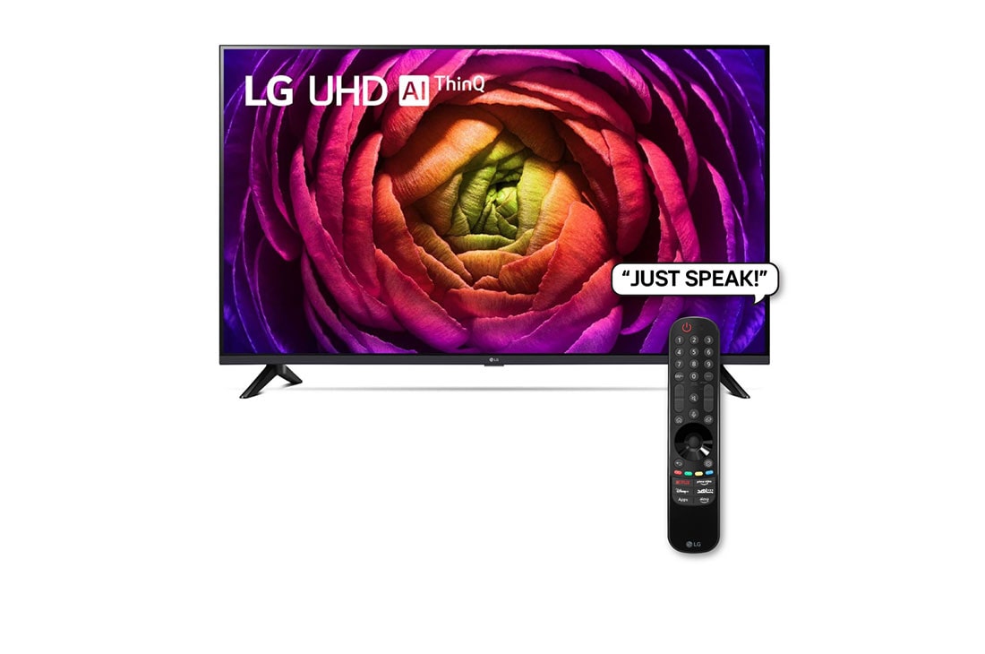 LG 139cm (55'') 4K UHD Smart TV with Magic Remote, HDR & webOS, A front view of the LG UHD TV with Remote, 55UR73006LA